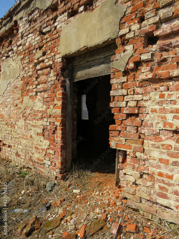 An old abandoned building on a sunny day.