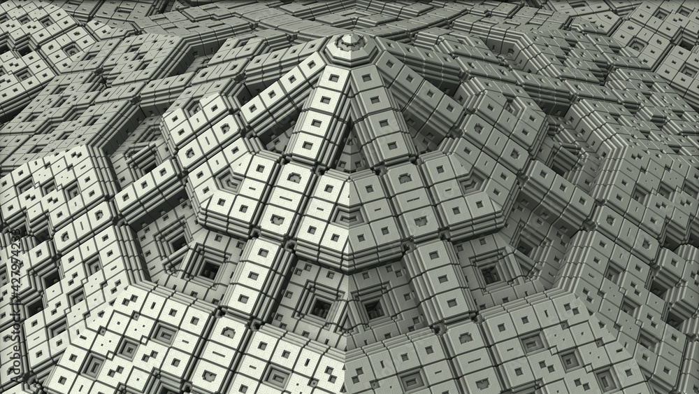 Abstract 3D fractal background with recursive geometric structures. Abstract 3D fractal background with recursive geometric structures.