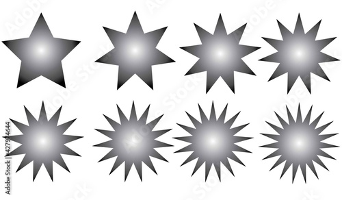 Star - vector set - black on white background
