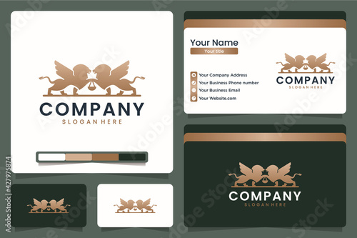 twin lion , law firm , logo design and business card