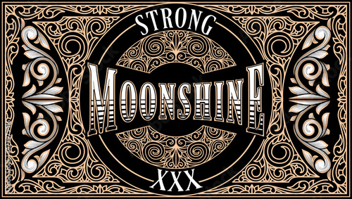 Moonshine brandy vintage decorative ornate label design