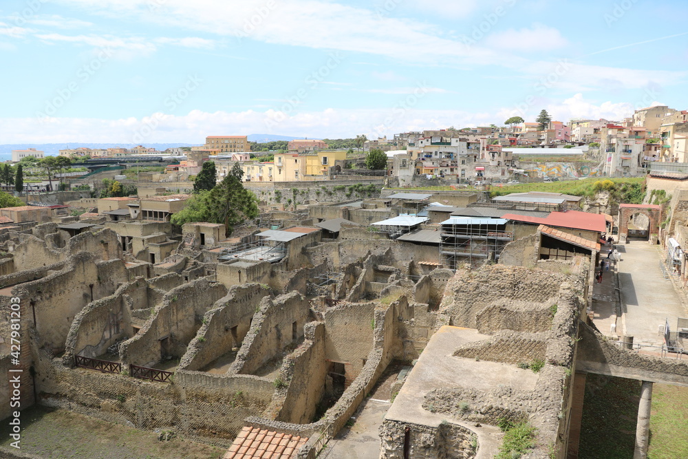General view of the excavation of Herculaneum, Italy