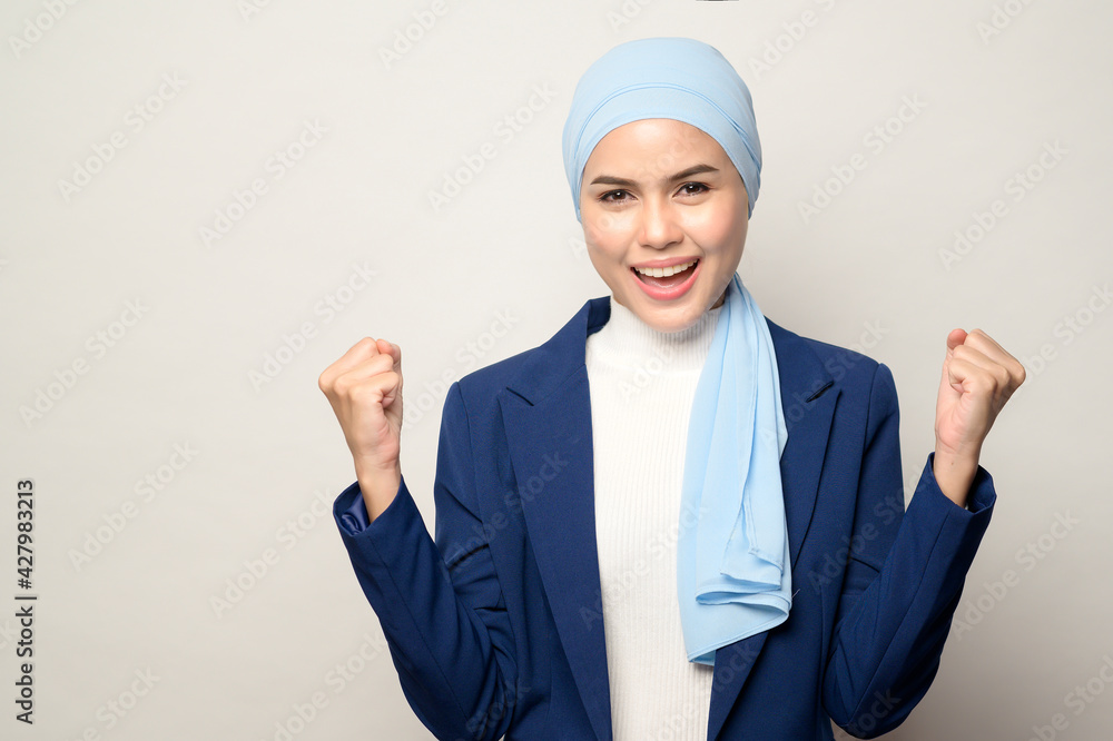 close up of young beautiful muslim businesswoman with hijab isolated on white background studio close up of young beautiful muslim businesswoman with hijab isolated on white background studio