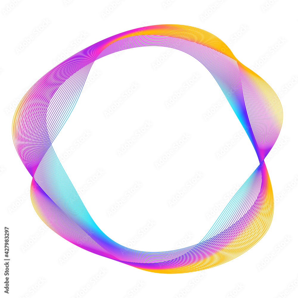 Design elements. Wave of many purple lines circle ring. Abstract vertical wavy stripes on white background isolated. Vector illustration EPS 10. Colourful waves with lines created using Blend Tool Design elements. Wave of many purple lines circle ring. Abstract vertical wavy stripes on white background isolated. Vector illustration EPS 10. Colourful waves with lines created using Blend Tool