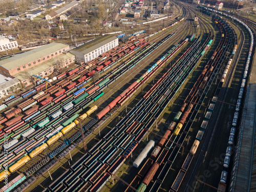 aerial view of heavy industry railway station