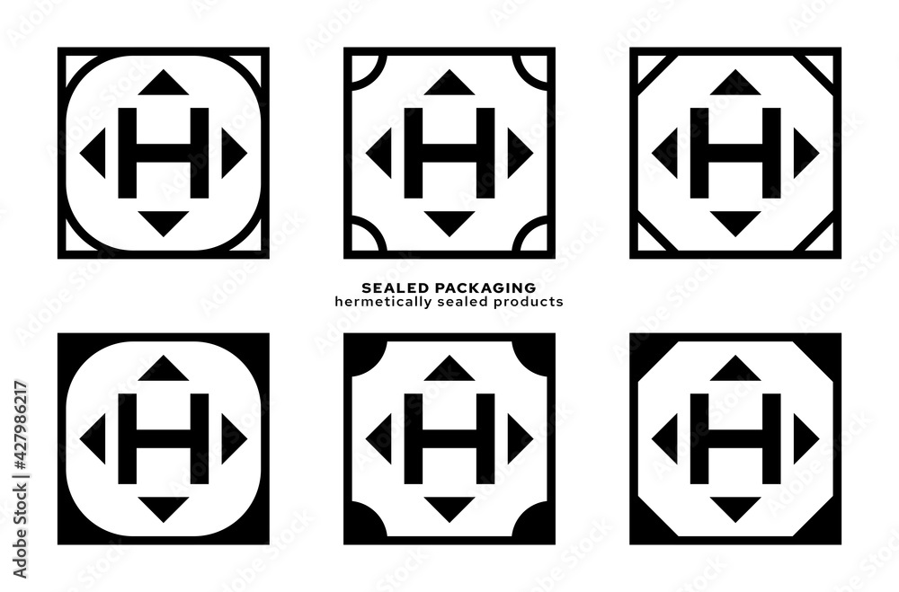 Product packaging marking - sealed packaging. Sign of prohibition of opening the package Sign of containers with sealed packaging. Vector elements. Product packaging marking - sealed packaging. Sign of prohibition of opening the package Sign of containers with sealed packaging. Vector elements.