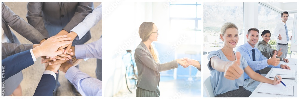 Business colleagues interacting with each other Business colleagues interacting with each other