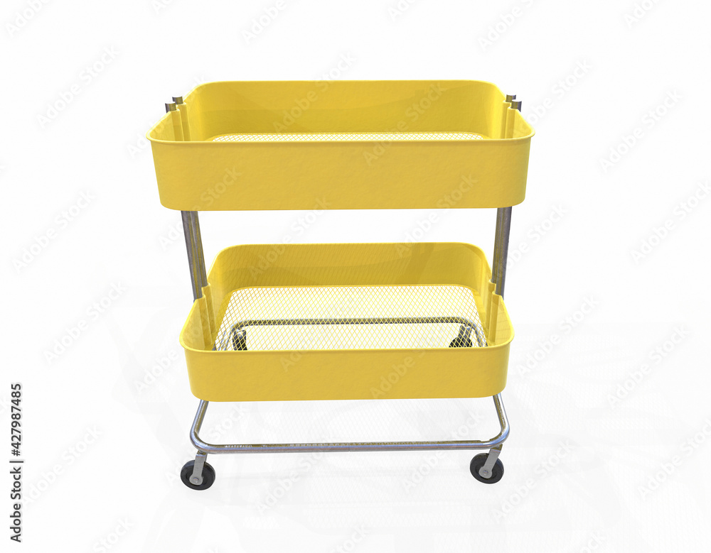 Orange shopping cart on white background 3d render. Orange shopping cart on white background 3d render.