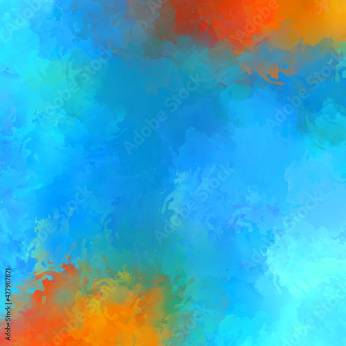 Wall art. Unique and creative illustration. Brush stroked painting. Abstract background of colorful brush strokes. Brushed vibrant wallpaper. Painted artistic creation.