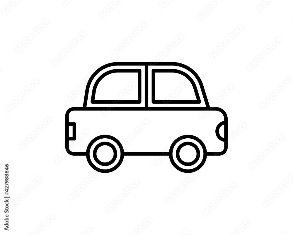 Simple Car Icon Vector. Flat Hatchback symbol. Perfect Black pictogram illustration on white background.
