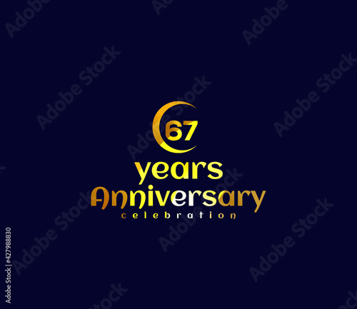 Fototapeta Naklejka Na Ścianę i Meble -  67 Year Anniversary, Festival on a holiday occasion, Gold Colors Design, Banners, Posters, Card Material, for