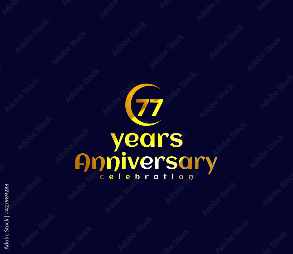 77 Year Anniversary, Festival on a holiday occasion, Gold Colors Design, Banners, Posters, Card Material, for 77 Year Anniversary, Festival on a holiday occasion, Gold Colors Design, Banners, Posters, Card Material, for