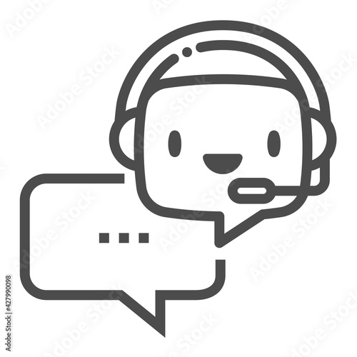 Virtual assistant, square line vector icon.
