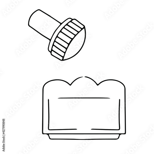 Set for nail design. Stamping. Manicure tools drawn in cartoon style. Vector illustration isolated on white background.