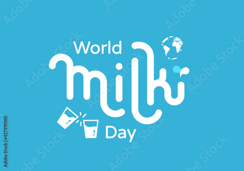 World milk day vector illustration greeting and celebration logo design event.