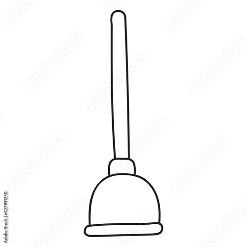 plumbing repair plunger in doodle style