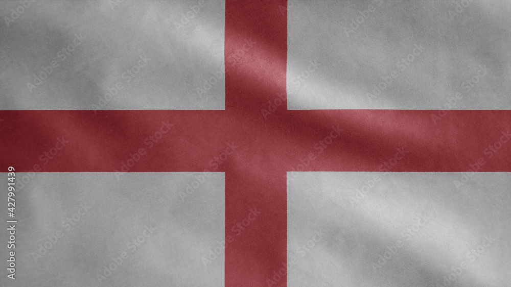Obraz premium England flag waving in the wind. Close up of English banner blowing soft silk.