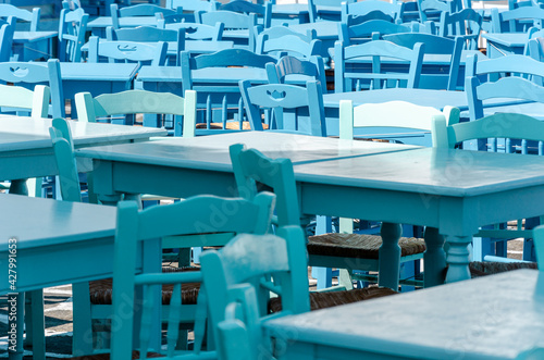 Chairs in Naousa  Paros  Greece