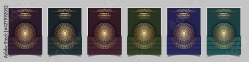 Set of modern vector templates for brochures, magazine covers, advertising catalogs or annual reports. Gold layout in vertical.