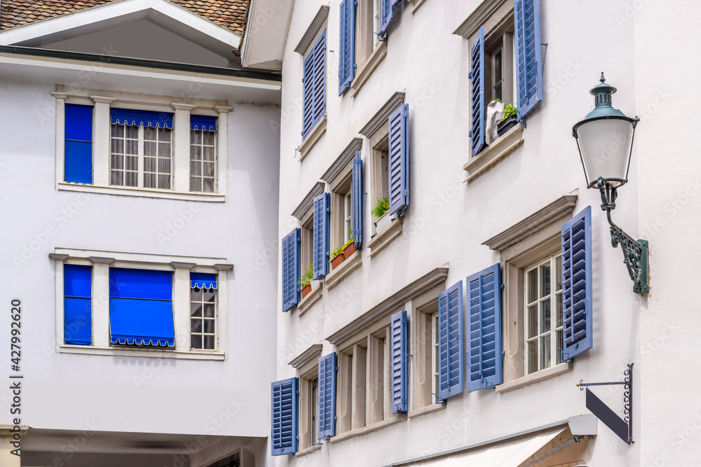 Fototapeta premium View of historic Zurich city center on a summer day, Canton of Zurich, Switzerland.