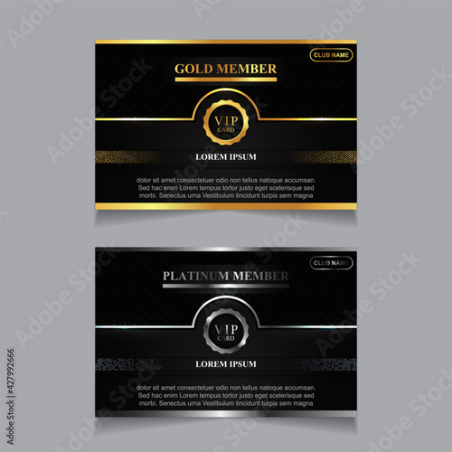 Vector VIP golden and platinum card. Black geometric pattern background with premium design. Luxury and elegant graphic template layout for vip member.