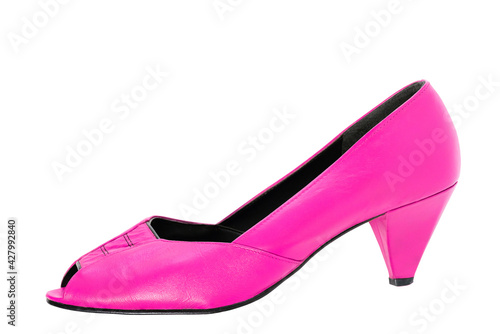 Female high heel shoes isolated on white background. Elegant shoes close-up