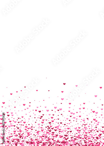Pink Tiny Heart Background. Purple Bright Frame. Rose Confetti Rain. Red Flying Texture. Fall Wallpaper.