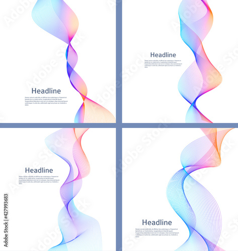 Design elements. Wave of many lines. Abstract vertical wavy stripes on white background isolated. Creative line art. Vector illustration EPS 10. Colourful waves with lines created using Blend Tool