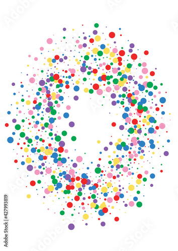 Blue Circle Decoration Texture. Dot Cartoon Illustration. Multicolored Bold Round. Red Blast Confetti Background.