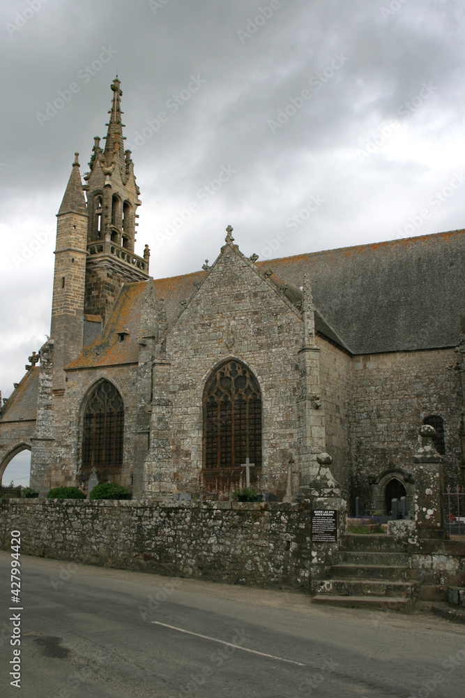 medieval church (saint-ouen) in les iffs in brittany (france)
