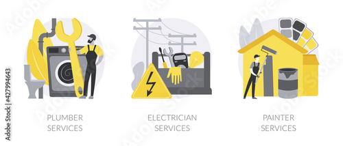 Contractor services abstract concept vector illustrations.