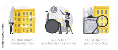 Building and rennovation abstract concept vector illustrations.