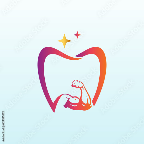 Dental Cross Fit gym equipment logo vector design