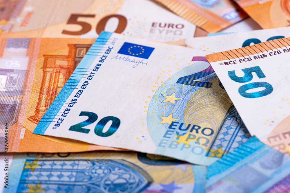 background from euro banknotes, Euro banknote as part of the economic and trading system, Close-up background from euro banknotes, Euro banknote as part of the economic and trading system, Close-up