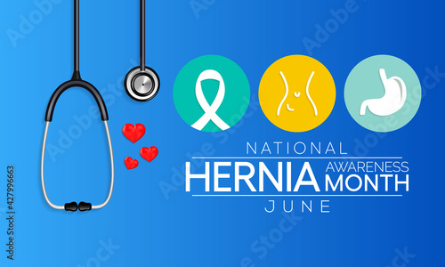 National Hernia awareness month (CDH) is observed every year in June. it occurs when an organ or fatty tissue squeezes through a weak spot in a surrounding muscle or connective tissue called fascia.