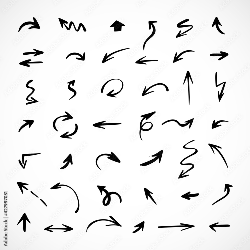 Vector set of hand-drawn arrows, elements for presentation Vector set of hand-drawn arrows, elements for presentation