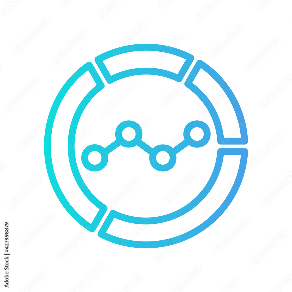 Pie chart vector illustration icon in gradient style about marketing and growth for any projects Pie chart vector illustration icon in gradient style about marketing and growth for any projects