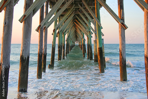 Sunrise at Seaview Pier on North Topsail Island North Carolina.