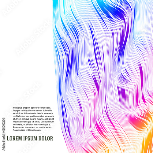 Design elements. Wave of many lines. Abstract vertical wavy stripes on white background isolated. Creative line art. Vector illustration EPS 10. Colourful waves with lines created using Blend Tool