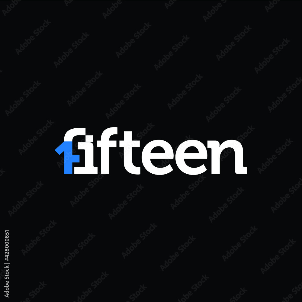 TYPOGRAPHY number logo FIFTEEN modern design. TYPOGRAPHY number logo FIFTEEN modern design.