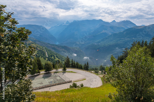 Auris en Oisans resort in Northern Alps in summer. Isere, France