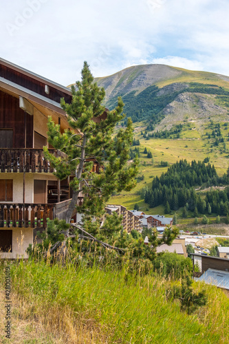 Auris en Oisans resort in Northern Alps in summer. Isere, France