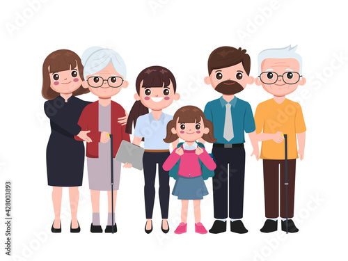 Big family young and elder age character