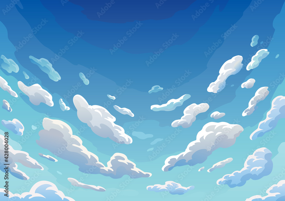 Sky clouds. Morning landscape with clouds and gradient sky, colorful heaven skies background. Realistic backdrop in soft pastel blue colors Sky clouds. Morning landscape with clouds and gradient sky, colorful heaven skies background. Realistic backdrop in soft pastel blue colors