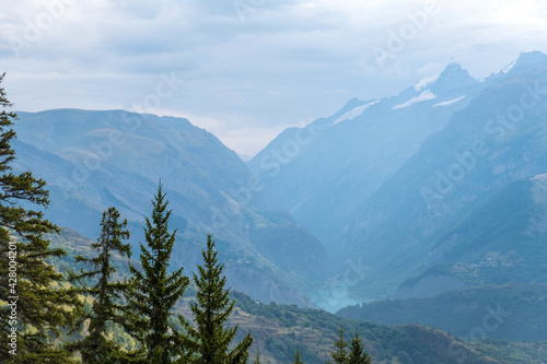 Scenic view of Alpine landscape in Northern Alps, France