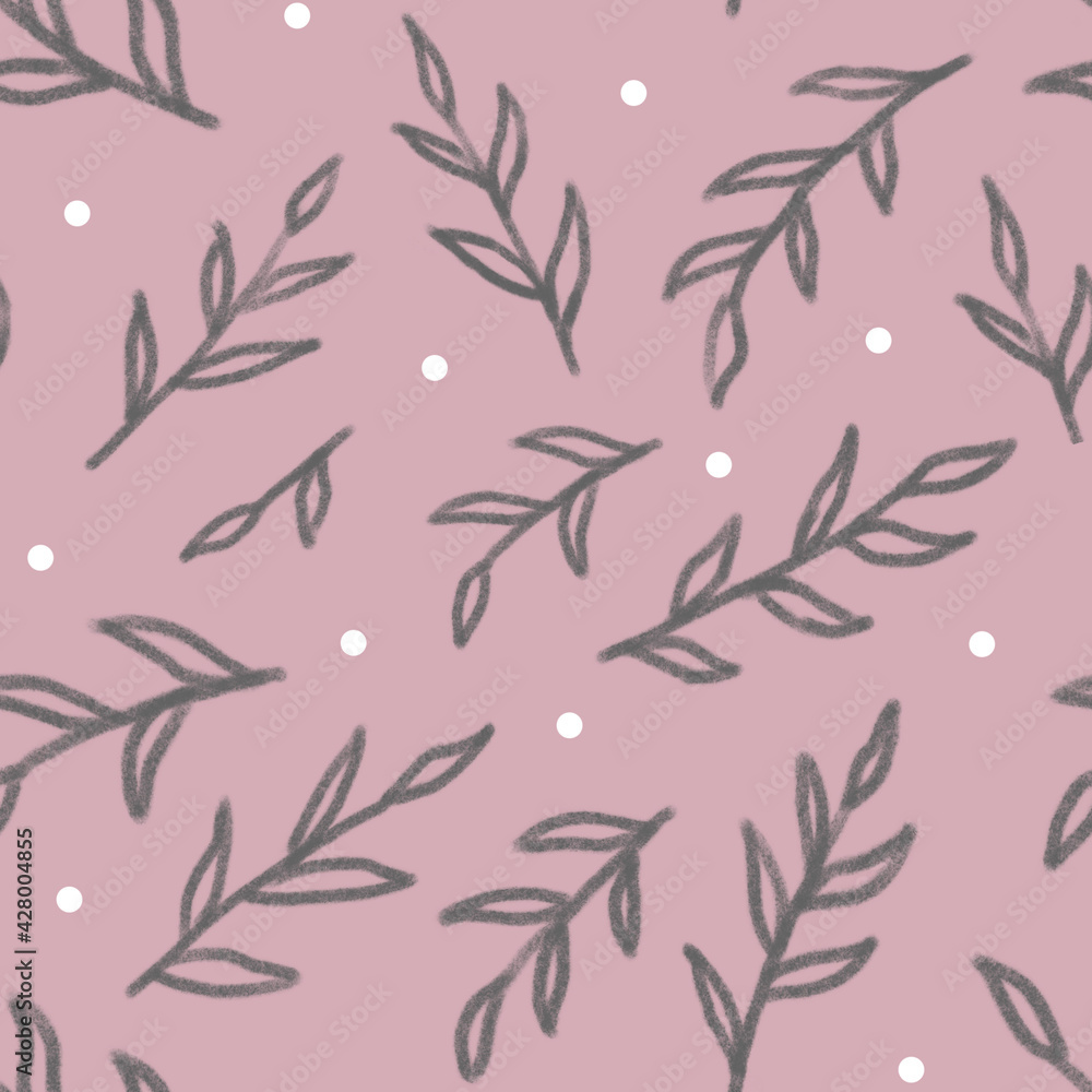 Seamless endless pattern. Plants, leaves. Pink color. Can be used in textiles, scrap-booking, postcards, wrapping paper and invitations Seamless endless pattern. Plants, leaves. Pink color. Can be used in textiles, scrap-booking, postcards, wrapping paper and invitations