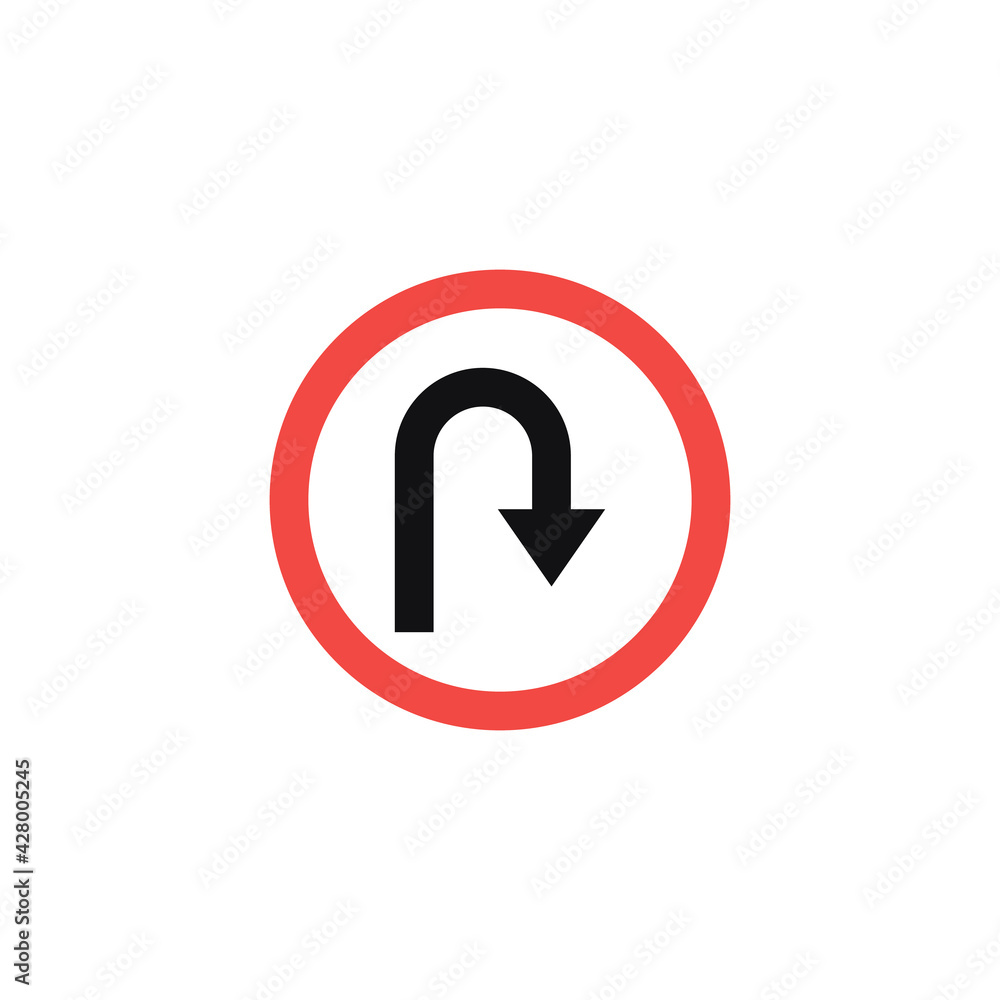Prohibition Sign U-turn . Vector illustrations Prohibition Sign U-turn . Vector illustrations