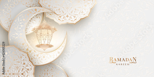 Ramadan kareem background with decorative lanterns