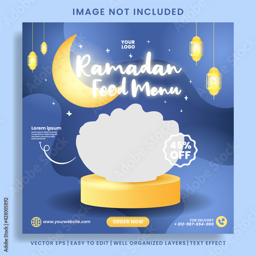 Ramadan iftar food menu social media post template design