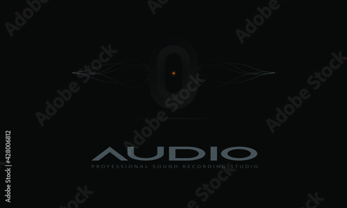 Wallpaper Mural DJ Dance Party Logo, Recording Studio Emblem, Audio Wave and Dark Black Gradient Background Torontodigital.ca